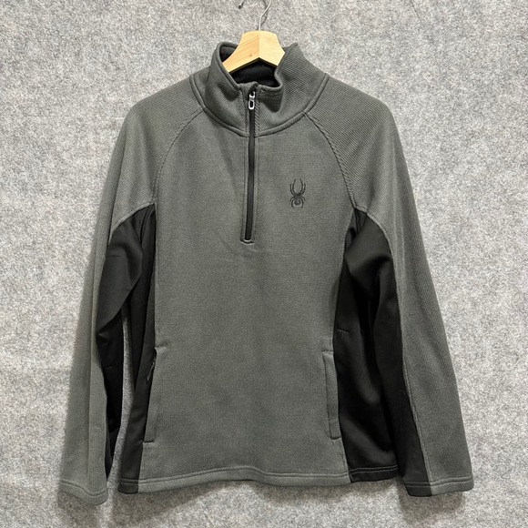 Spyder Other - Spyder 1/4 Quarter Zip Pullover Mens Medium Gray Black Fleece Sweater Active